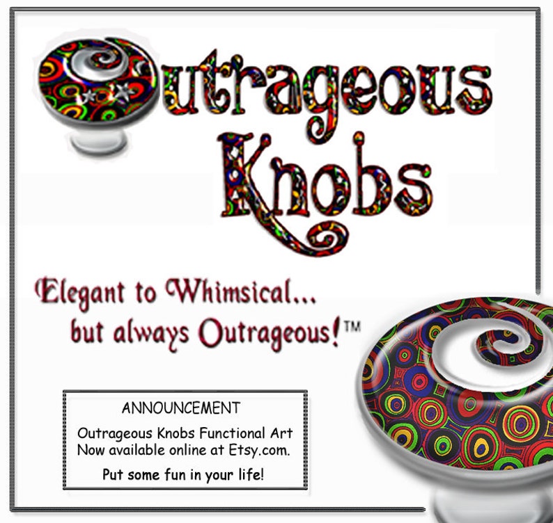Unique Sparkling Spiral Cabinet Knobs or Drawer Pulls in Red /& White by Outrageous Knobs CCB368
