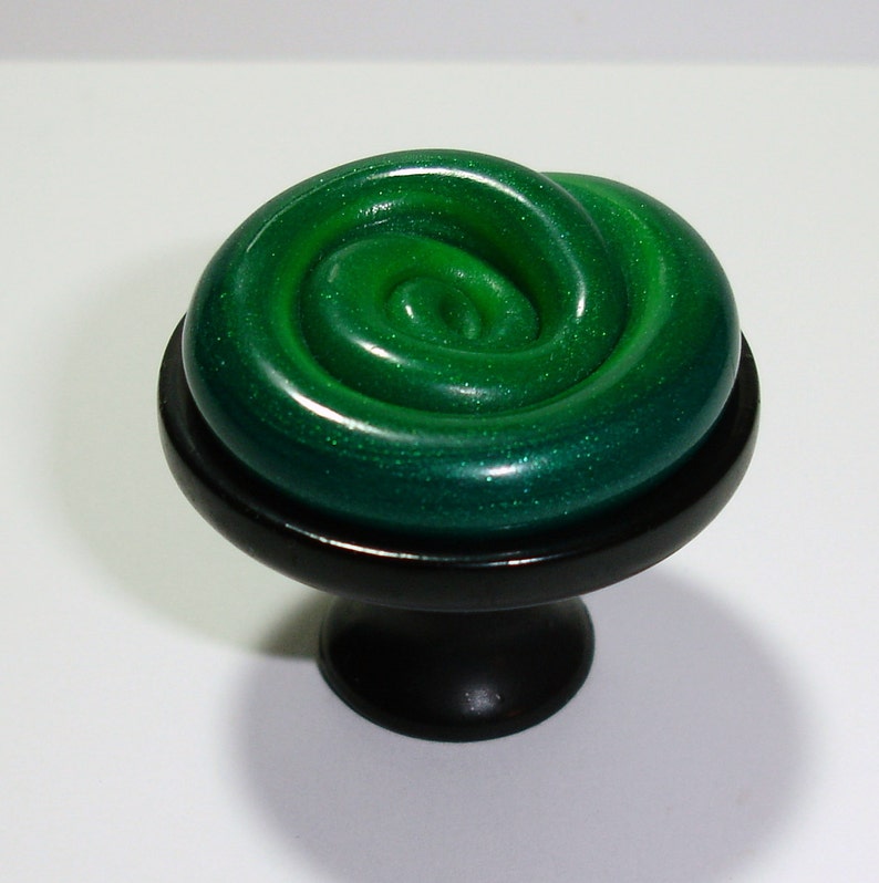 Spiral Knobs in Emerald Green by Outrageous Knobs Etsy