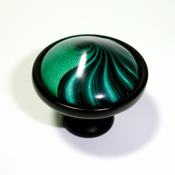 Elegant Emerald Green Black Swirl Cabinet Knobs By Etsy