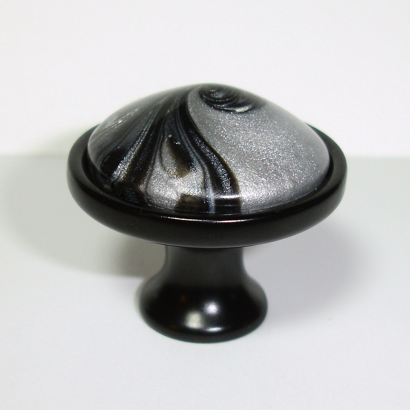 Unique Black & Silver / Gray Swirl Knob Drawer Pull by Etsy