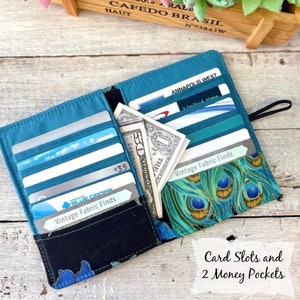 Credit Card Wallet - Debit Card Holder - Small Wallet - Card Wallet - Pocket Card Holder - Peacock Wallet