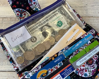 Money Envelope System - Sugar Skull Wallet - Zippered Pockets, Dave Ramsey Cash Envelope System - Money System - Budget Envelopes