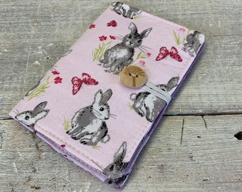 Detachable card holder NEW Navy denim and rabbit print wallet with RFID fraud protection 16 cards compartments Animal print.