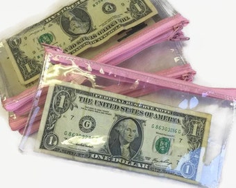 Cash Envelopes, Dave Ramsey, Cash Envelope System, Women's Wallets - Money Envelopes - Clear Vinyl Zippered Pouch