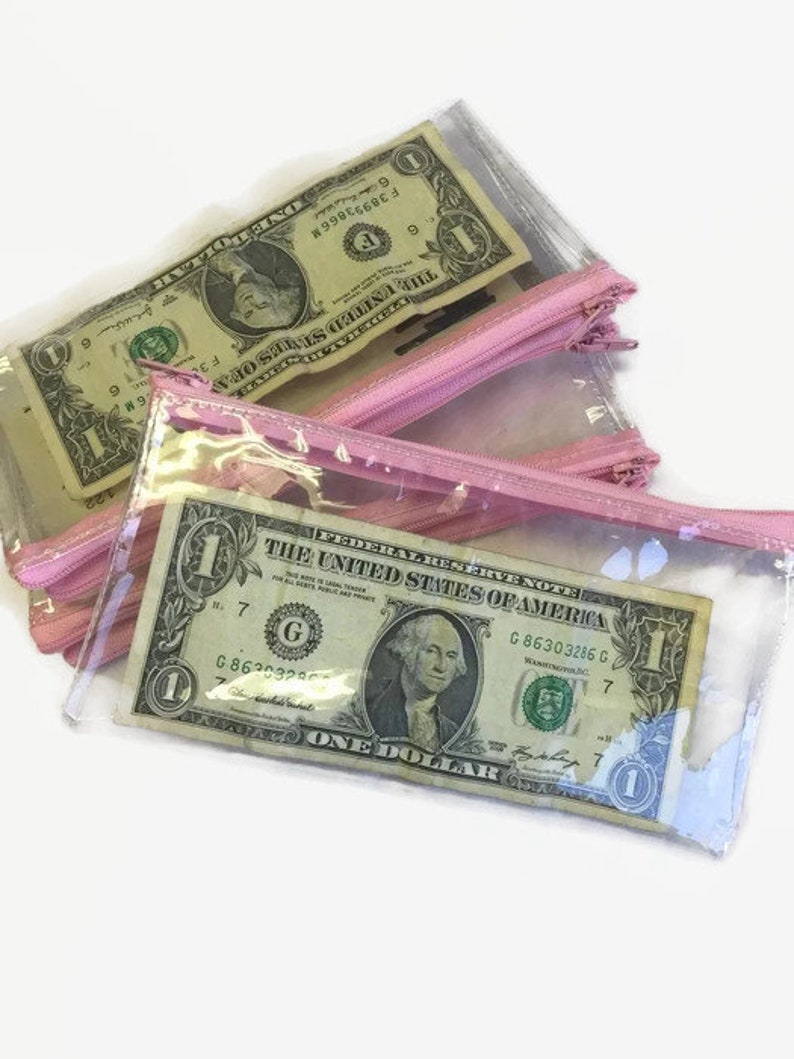 Clear Zippered Pouch Cash Envelope Zippered Bag Vinyl Etsy