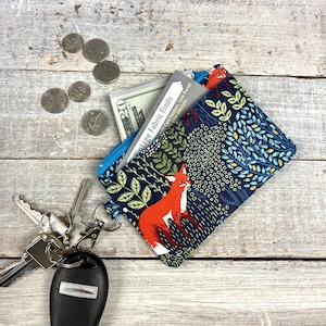 Porte-carte d'identité - Portefeuille à emporter - Cadeaux pour elle - Pochette zippée - Portefeuille renard - Mini portefeuille - Portefeuille minimaliste