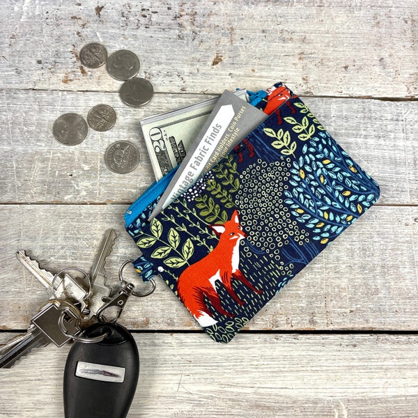 ID Holder - Grab and Go Wallet - Cadeaux pour elle - Pochette zippée - Portefeuille renard - Mini portefeuille - Portefeuille minimaliste