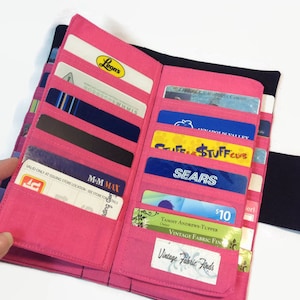 Flat Leather Card Case, Pink, Flat Card Holders