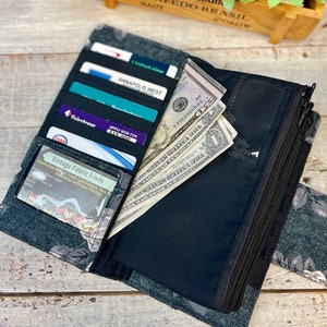 Cash Envelope Wallet for Budgeting with Money Envelopes Credit Card Holder Black Floral Wallet Roses image 2