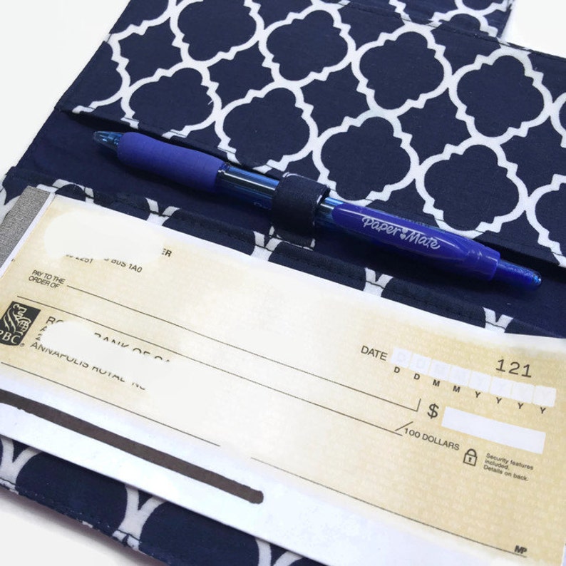 Handmade Checkbook Cover Checkbook Case Navy Blue Checkbook Etsy