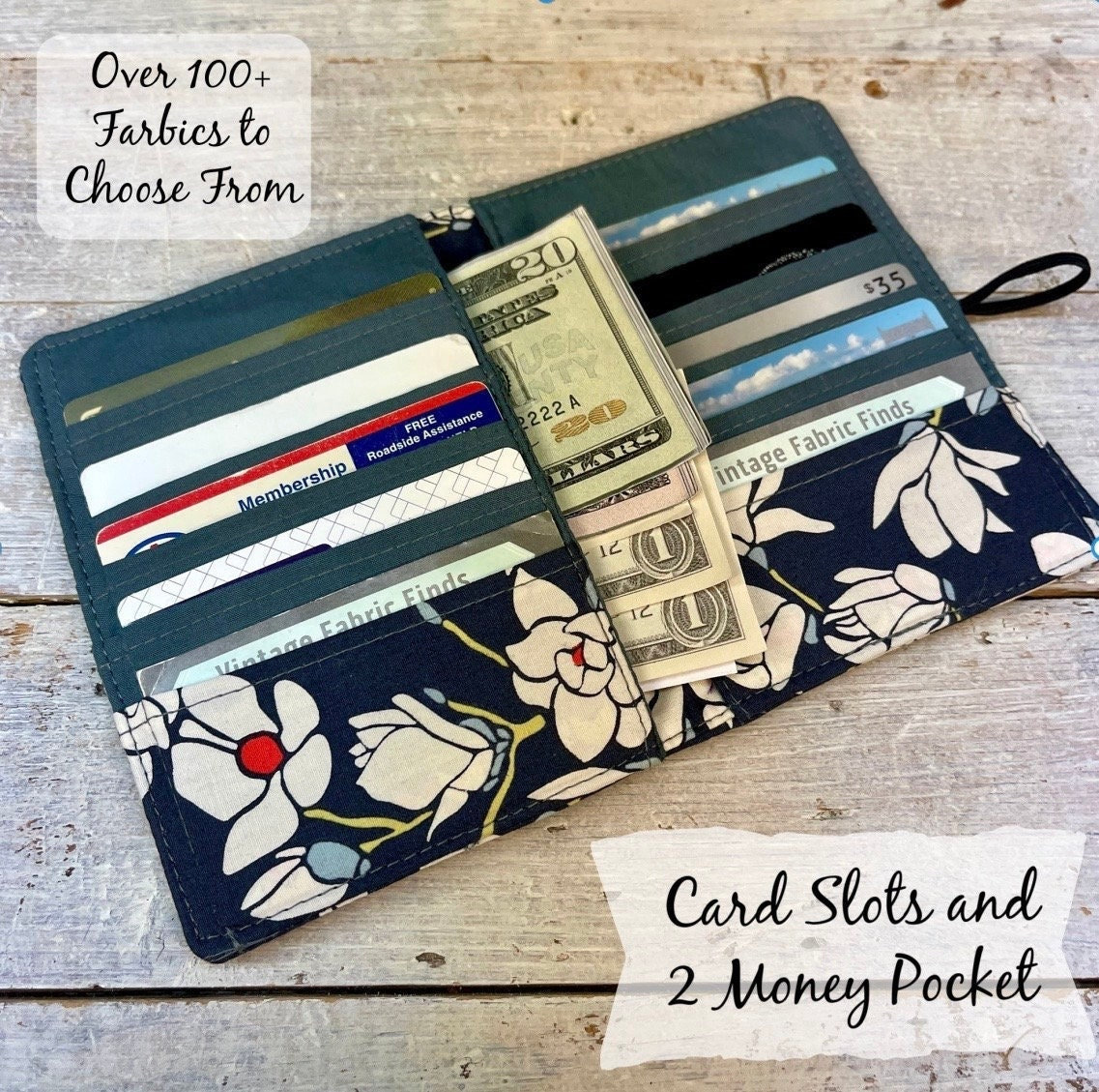Credit Card Holder RFID Protected RFID Fabric Wallet Small Wallet Cash  Credit Card Wallet Groovy Garden Blocks Fabric 