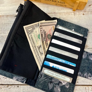 Cash Envelope Wallet for Budgeting with Money Envelopes Credit Card Holder Black Floral Wallet Roses image 5