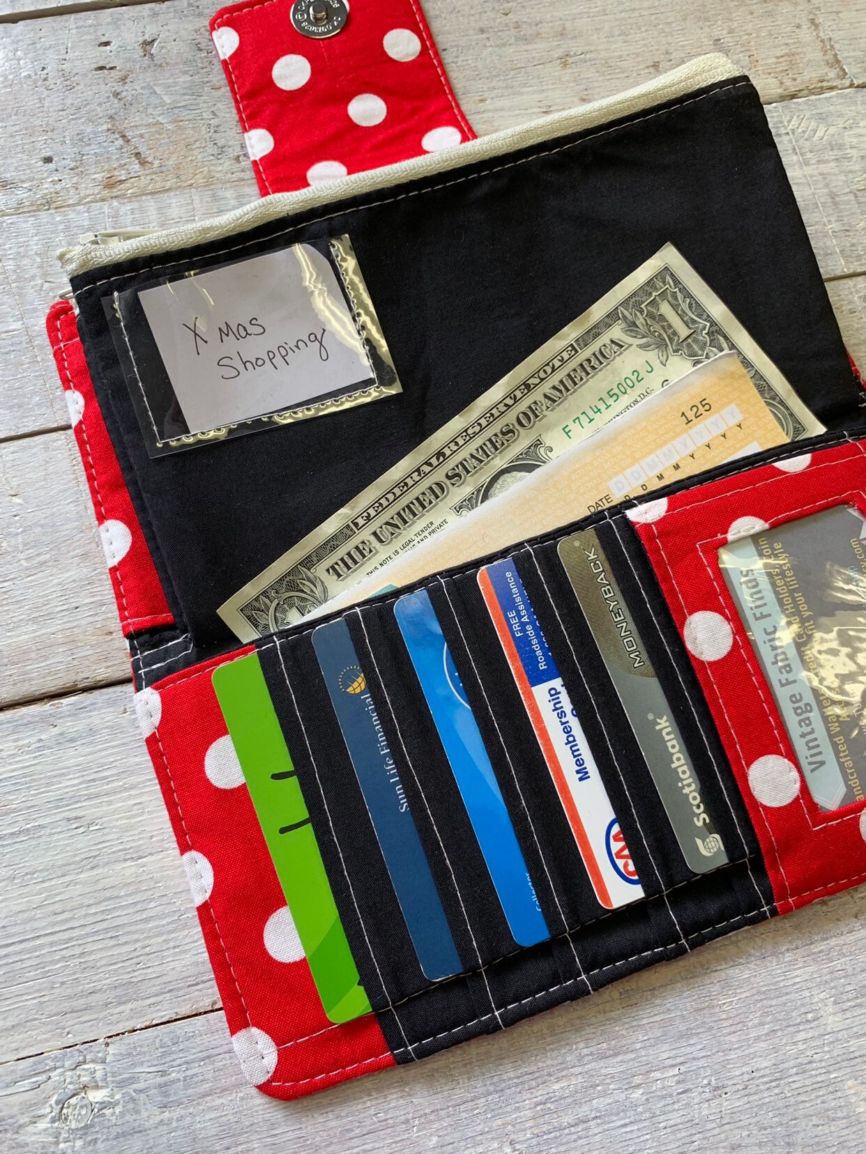 Classic Print Polka Dot L-Zip Wallet