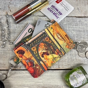 Porte-carte d'identité - Art Nouveau - Portefeuille pour petites cartes - Portefeuille Grab and Go - Pochette zippée - Porte-carte de débit - Mini Portefeuille - Portefeuille minimaliste