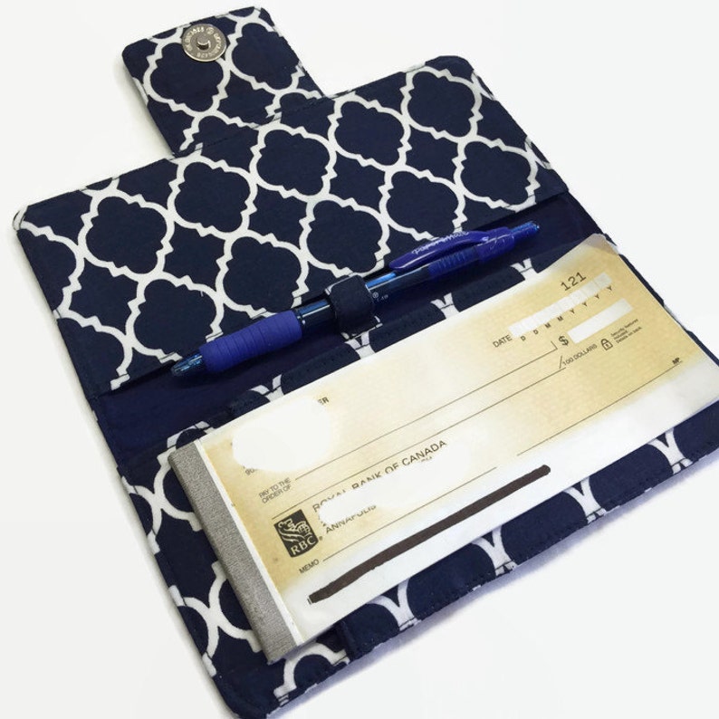 Handmade Checkbook Cover Checkbook Case Navy Blue Checkbook Etsy