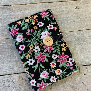 Small Credit Card Holder - Floral Card Holder - Credit Card Case - Card Holder- Minimalist Wallet - Womens Wallet - Black Card Holder