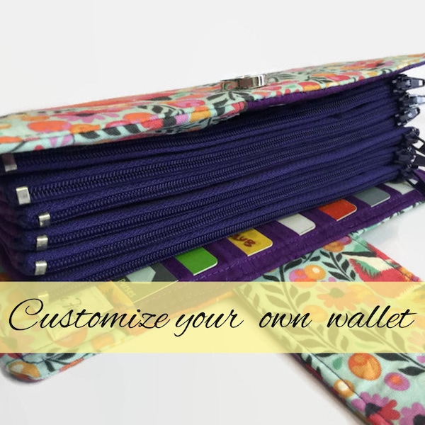 Womens Wallet - Budget Wallet - Money System Wallet -  Cash Envelopes - Credit Card Holder - Multi Card Organizer - Cash Wallet