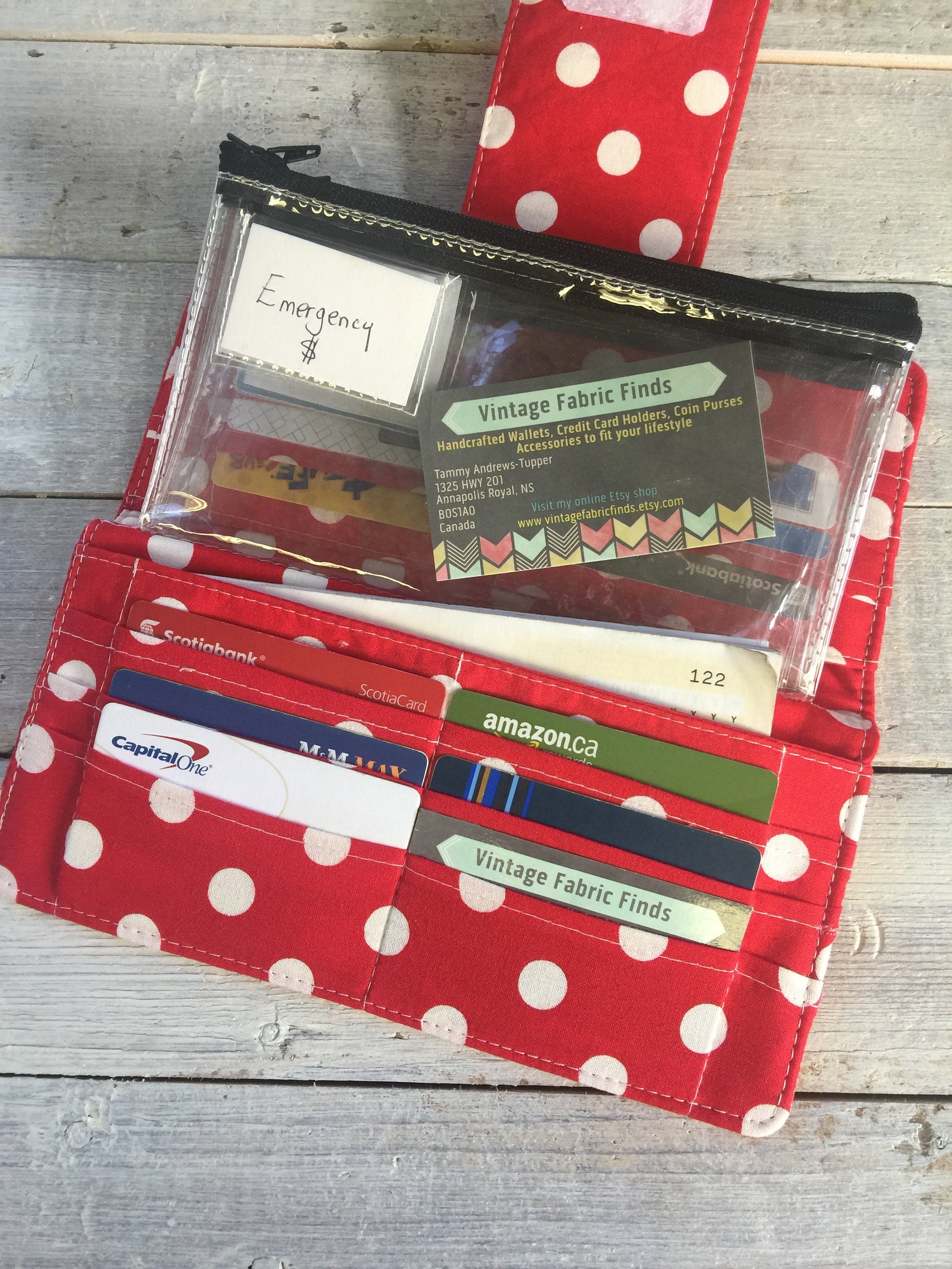 Money Envelope System Zippered Pockets Polka Dot Womens Etsy Canada