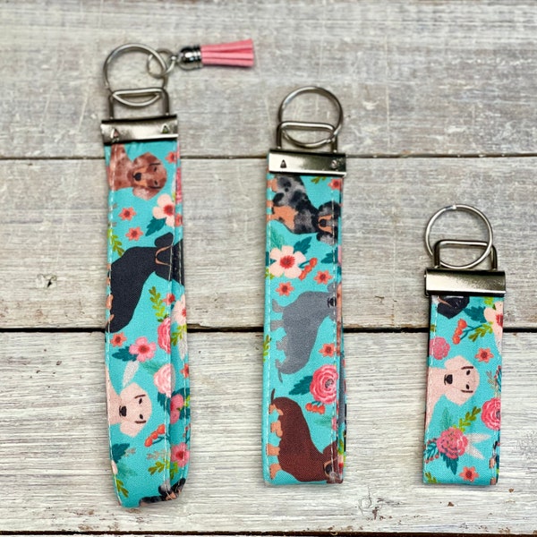 Wristlet Keychain - Dachshund Keychain - Modern Key Fob Wristlet - Gift for Her - Dog Lover Gift - Keychain for Women