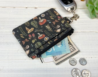 Fall Mushrooms ID Holder Grab and Go Wallet Gifts for Her Zippered Pouch Debit Card Holder