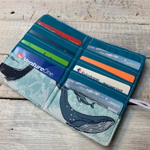 Small Credit Card Holder - Card Holder - Whale Wallet - Credit Card Case -  Nautical Wallet - Card Holder- Minimalist Wallet - Womens Wallet