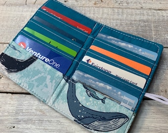 Small Credit Card Holder - Card Holder - Whale Wallet - Credit Card Case -  Nautical Wallet - Card Holder- Minimalist Wallet - Womens Wallet