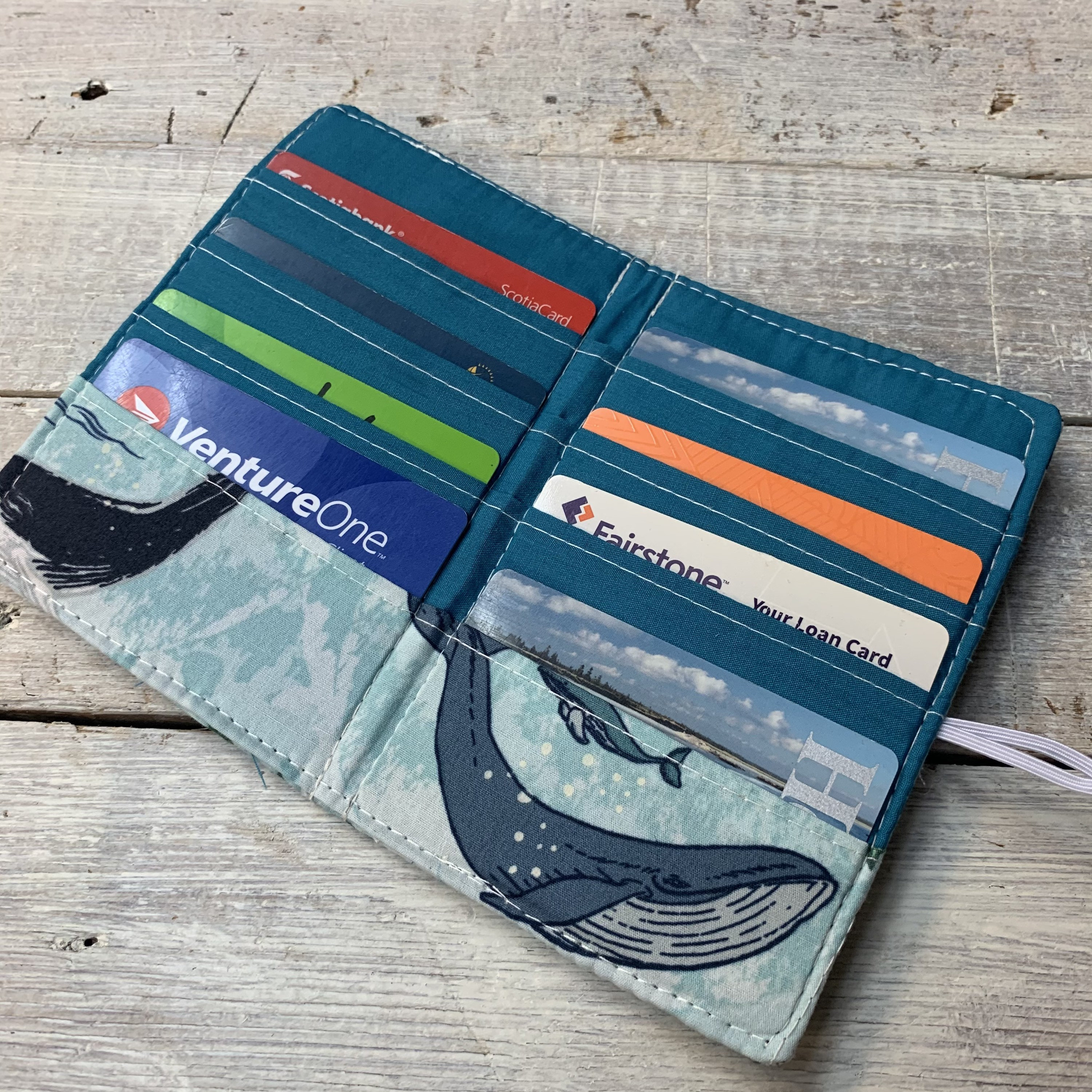 Vintage Ship, Whale and Hand Lettering Watercolor Ink Drawings Credit Card  Coin wallet, Key Change Organizer Zipper Purse Compact Clutch Pouch Pocket