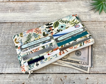 Purse Organizer, Credit Card Holder, Money Wallet, Minimalist Wallet, Wallets for Women, Botanical Wallet