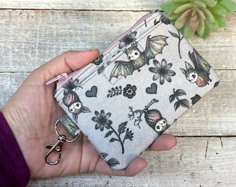 Floral ID Holder - Grab and Go Wallet - Gifts for Her - Zippered Pouch - Debit Card Holder