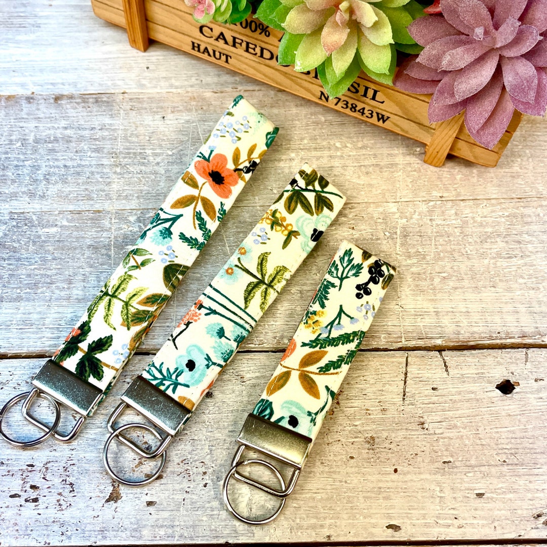 Key Fob Floral Keychain Fabric Key Fob Girly Key Fob Girl Etsy