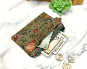 Whale ID Holder - Grab and Go Wallet - Gifts for Her - Zippered Pouch - Debit Card Holder