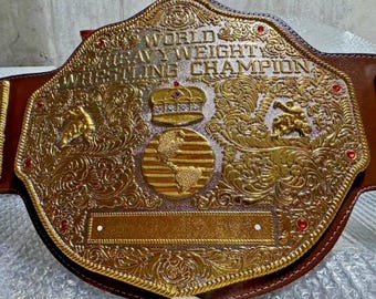 Big  world Championship Wrestling, 6mm Adult Replica Title, Gold Wrestling Collectible, Fan Gift