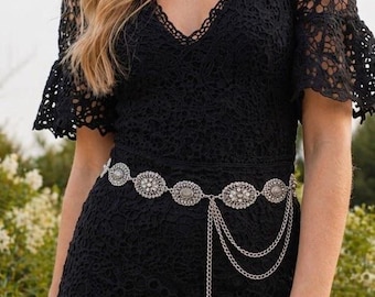 Adjustable Boho Western Fashion Saree Belt Chain Belts for Dresses, Jeans, Skirts