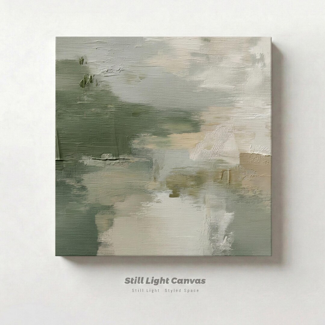 Abstract Landscape Print | Sage Green Textured Wall Art (digital ...
