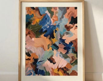 Impressão artística abstrata com textura de terra e mar | Decoração de parede em tela com textura marcante (Download digital)