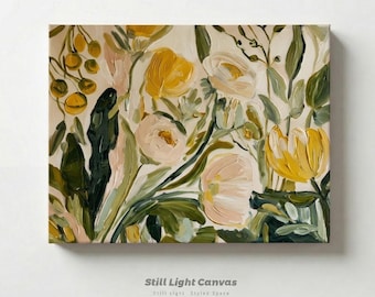 Lámina floral texturizada / Impasto floral en tonos tierra (descarga digital)