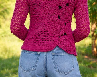 Marseille Cardigan Crochet Pattern – Motif Lace Summer Top (PDF Download)
