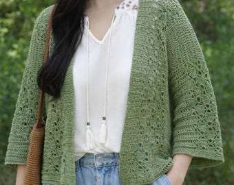 OLIVIA Crochet cardigan pattern top PDF- sweater women crochet - pullover