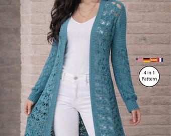 Cabot Trail Crochet Lace Duster Cardigan Pattern (4 Languages)