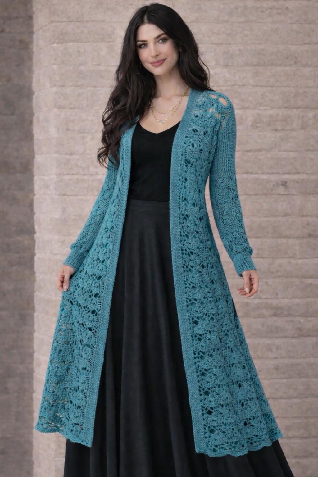 knee length dresses for ladies Letters Lace Cardgian main image 0