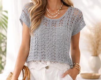 Instant Download Oversized Casual Summer Crochet Top Pattern PDF | Beginner-Friendly, Breezy Design, Easy-to-Follow Instructions