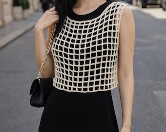 Crochet Mesh Top Pattern, Beginner Sleeveless Vest (PDF Pattern)