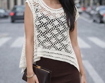 Astrid Top Crochet Pattern, 3 different Sizes: S, M, L adjustable length (Instant Download)