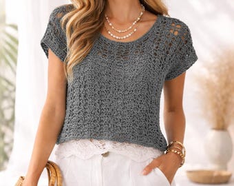 Instant Download Oversized Casual Summer Crochet Top Pattern PDF | Beginner-Friendly, Breezy Design, Easy-to-Follow Instructions