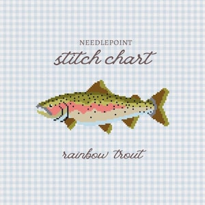 Rainbow Trout Needlepoint Pattern | Fish Design Outdoor Fly Fishing Chart (PDF Digital Download)