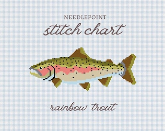 Regenbogenforelle Stickvorlage | Fischmotiv Outdoor-Fliegenfischer-Karte (PDF-Download)