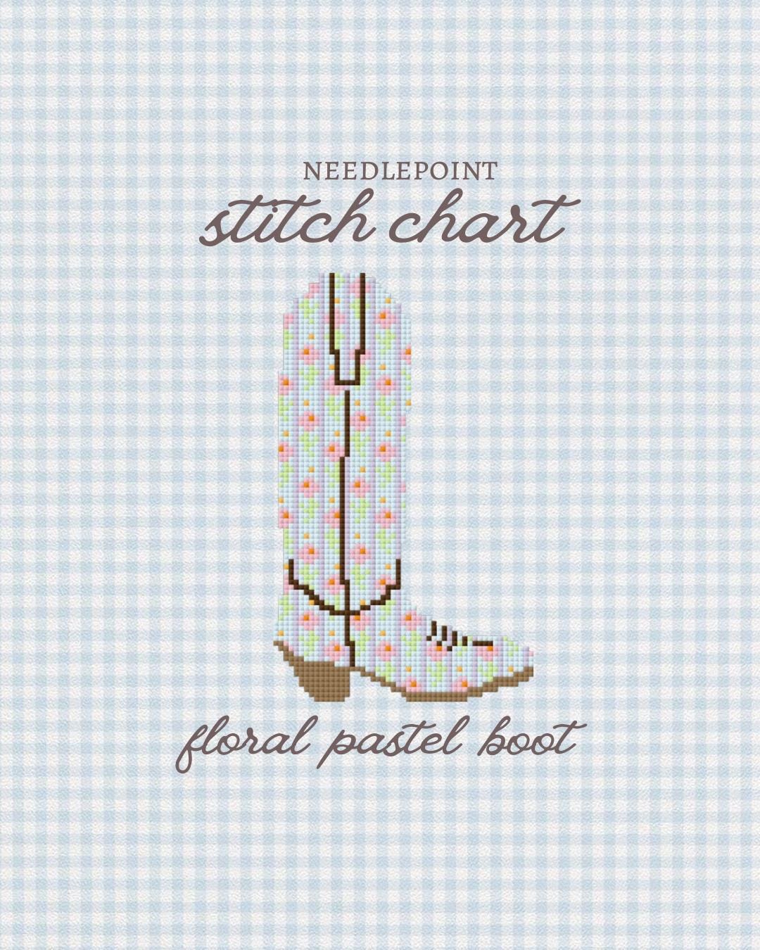 Floral Cowboy Boot Needlepoint Pattern | Cowgirl Boot Stitch Chart ...