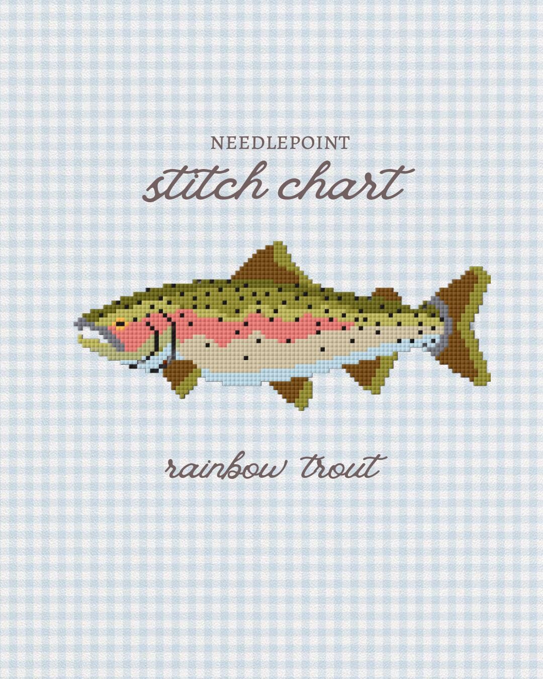 Rainbow Trout Needlepoint Pattern | Fish Design Outdoor Fly Fishing ...