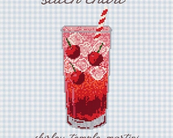 Shirley Temple Drink Needlepoint Pattern | Dirty Shirley Soda or Martini Design (PDF Stitch Chart Digital Download)