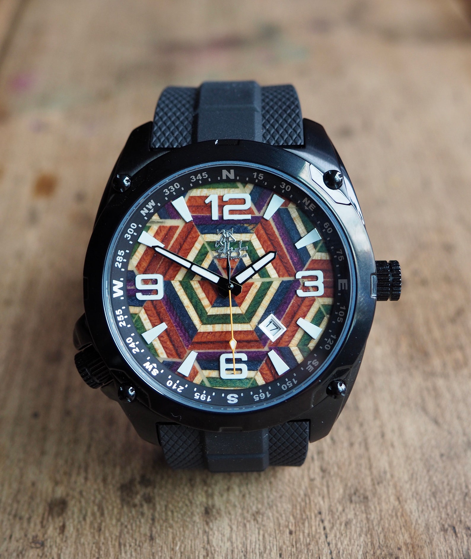 Wrist Watch Dial made from Recycled Skateboards 2nd Shot Etsy